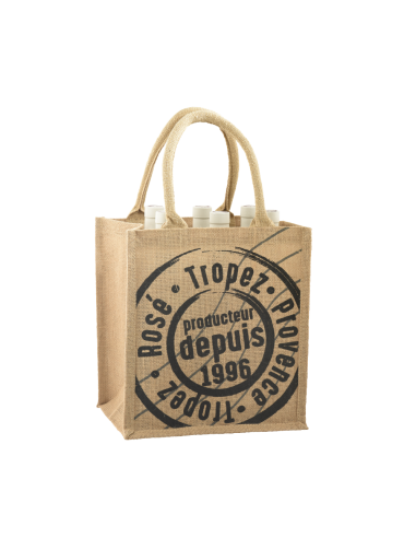 Cabas jute 6 bouteilles Domaine Tropez